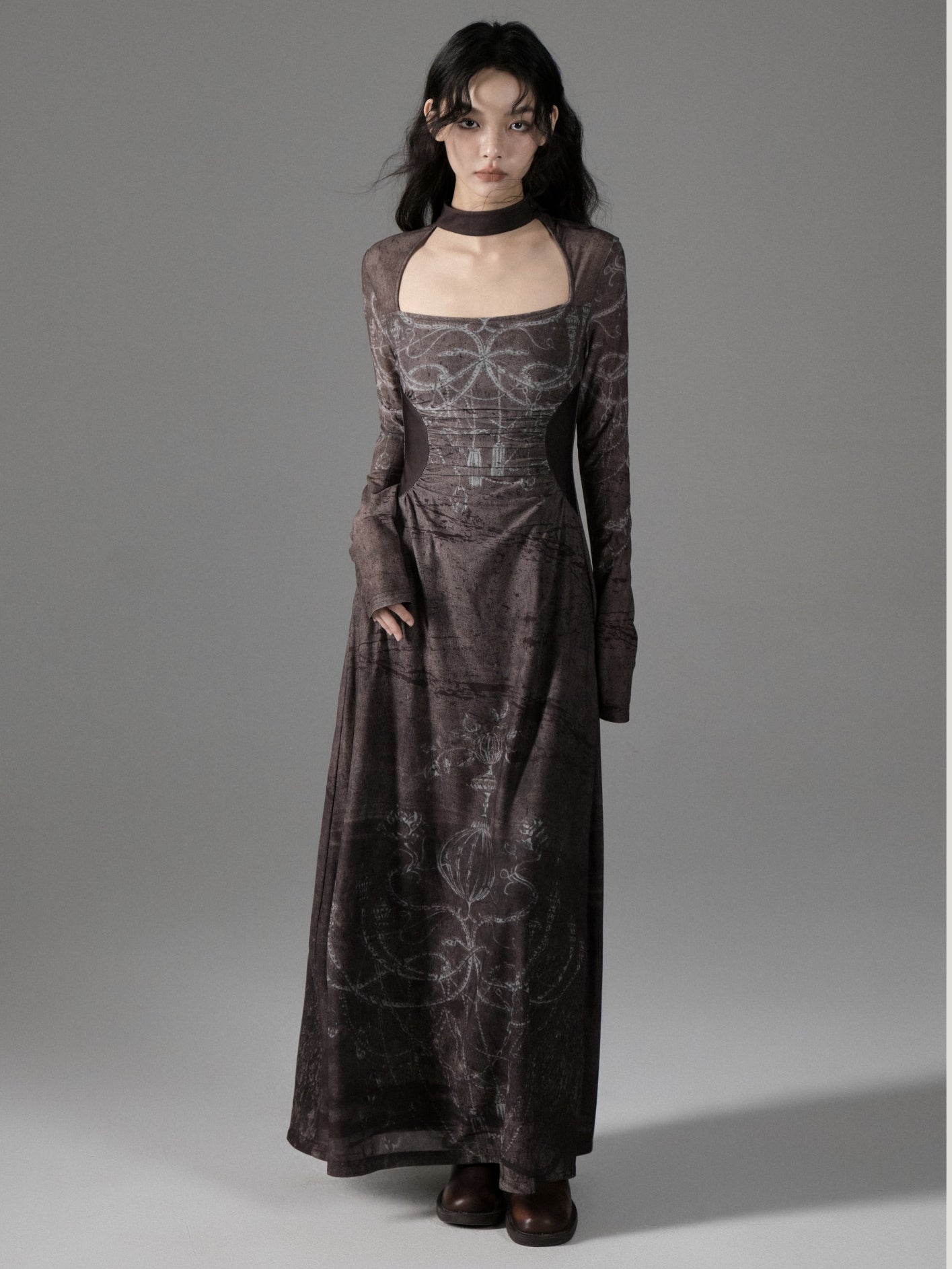 Taille imprimée Slim Long Robe
