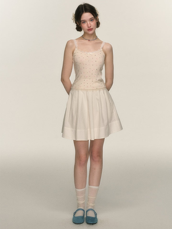 Girly Retro Bow Polka Dot Print Camisole