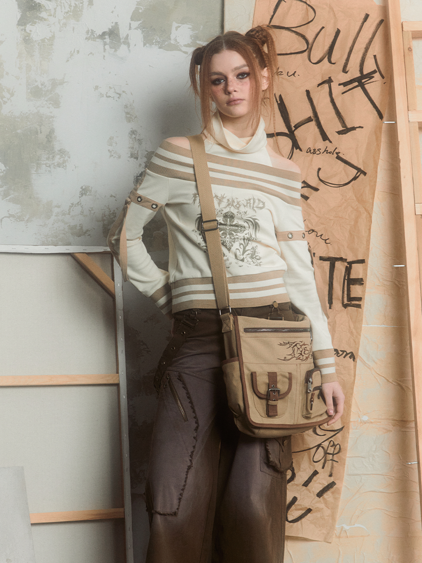 One-shoulder Long-sleeved Pullover