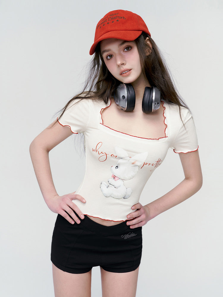 Mellow Square-neck Slim Cropped T-shirt