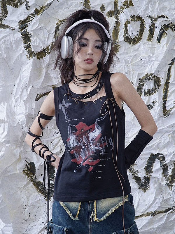 Gurt hohlärmelige T-Shirt