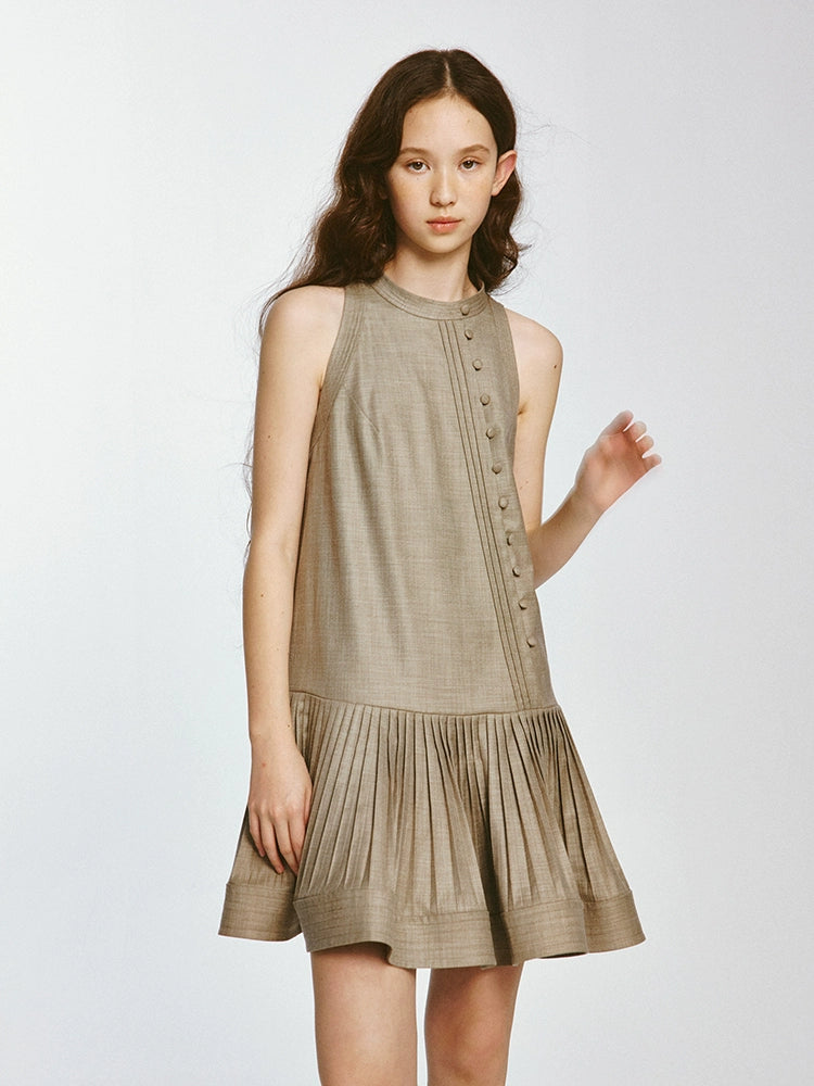 Robe sans manches en trois dimensions plissées