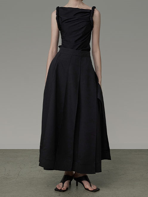 레이어드 디자인 A- 라인 긴 치마