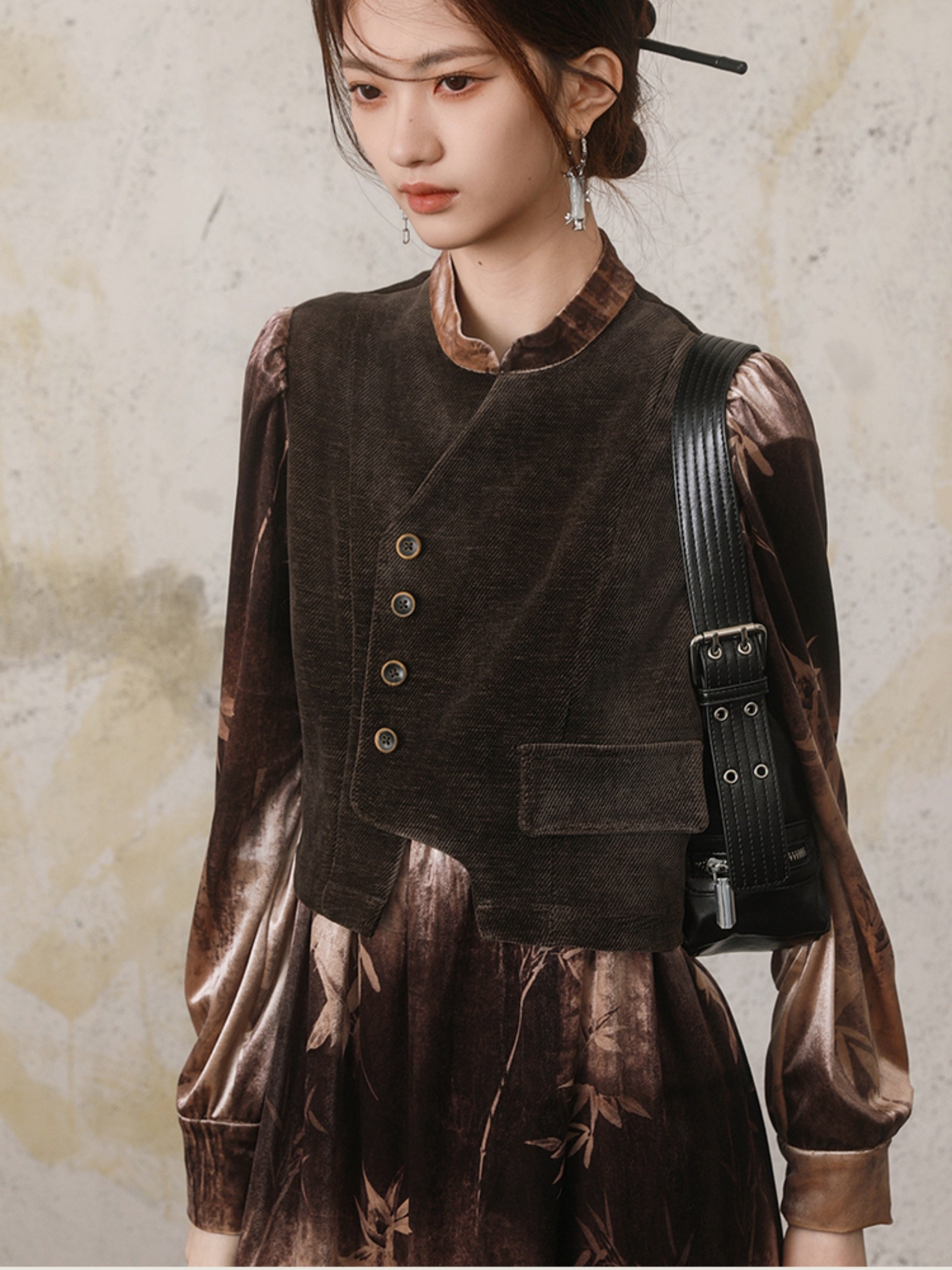 중국 스타일 가짜 트위 넥타이 넥타이 염색 드레스