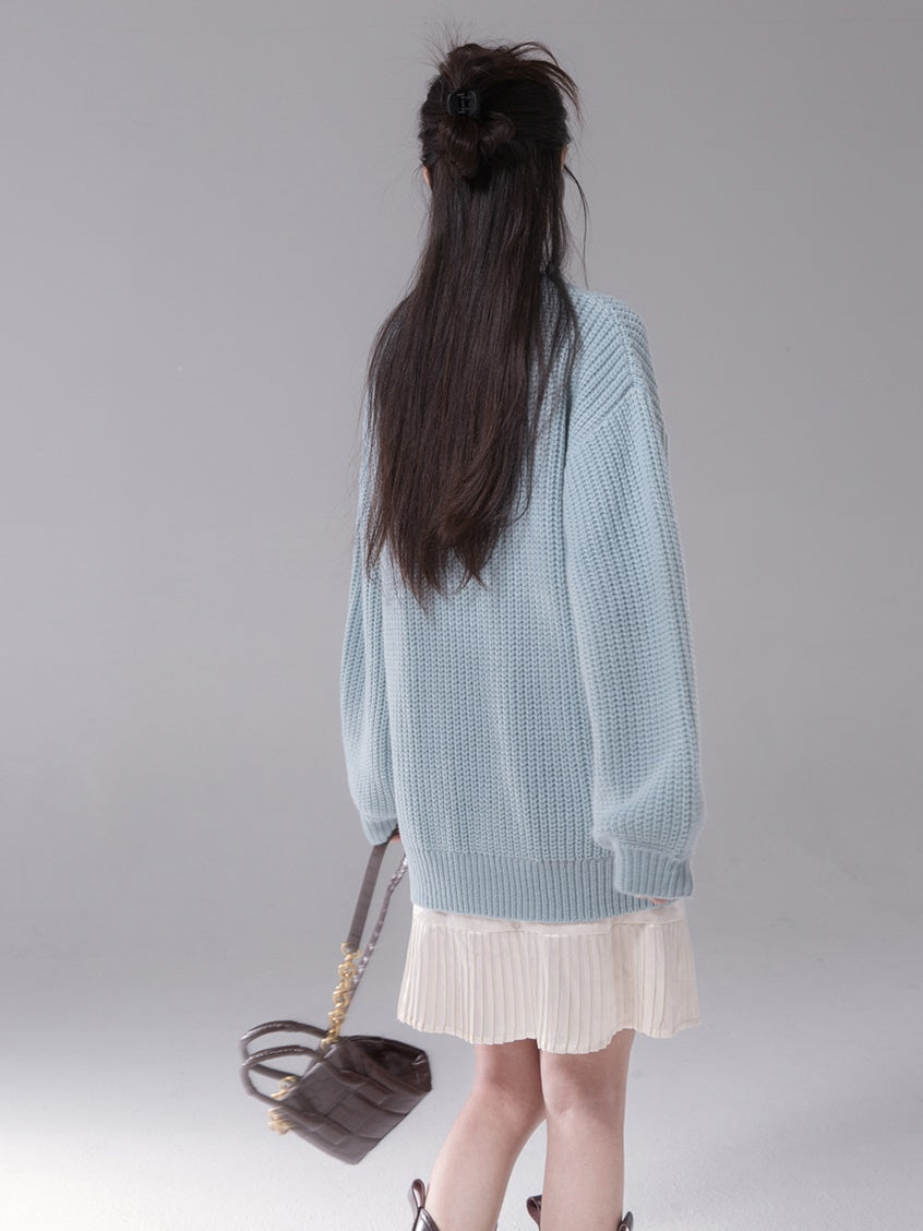 Drop Shoulder Loose Sweater & Suspender One-piece Set-up