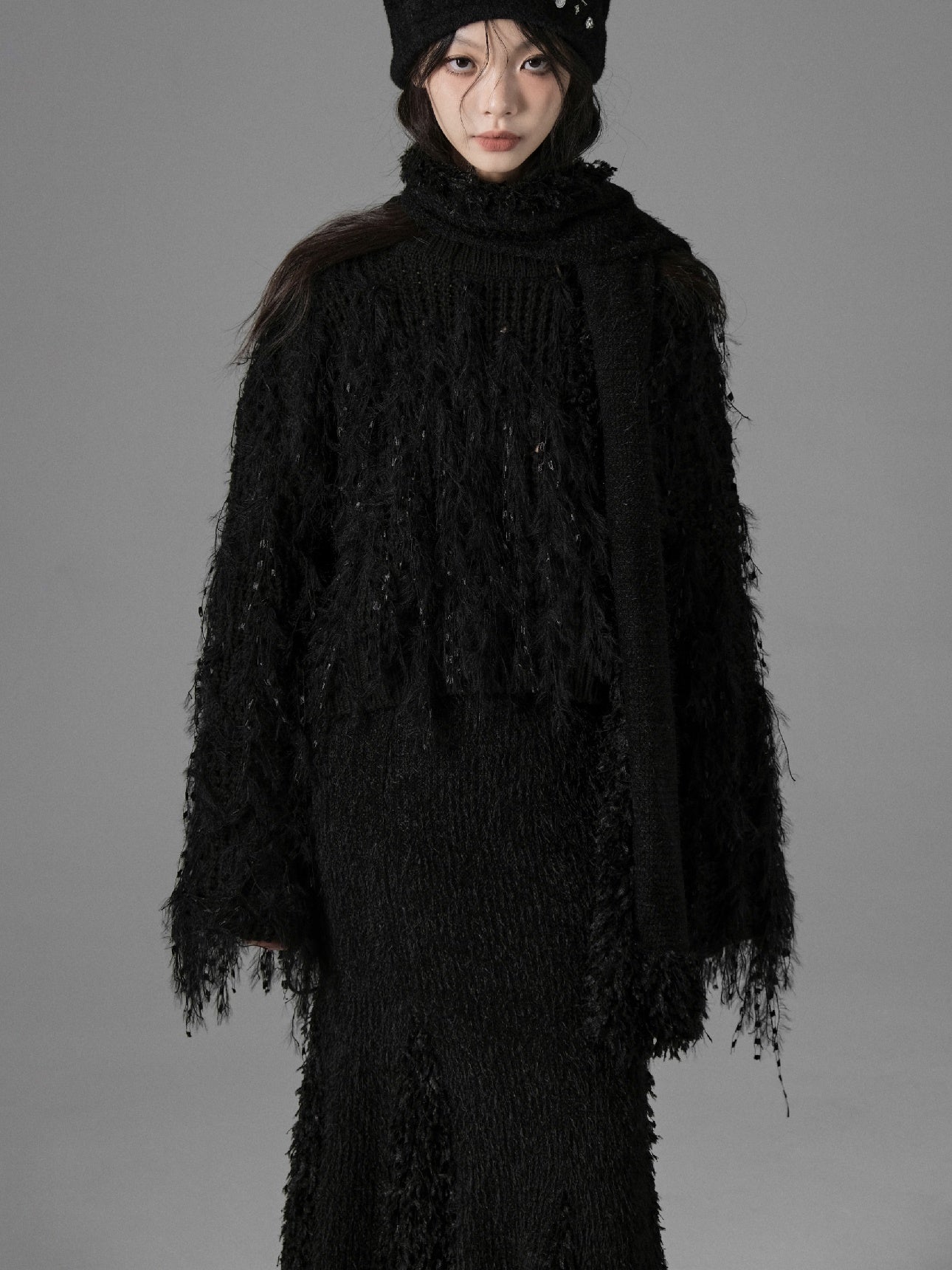 Tassel Feather Stitching Muffler