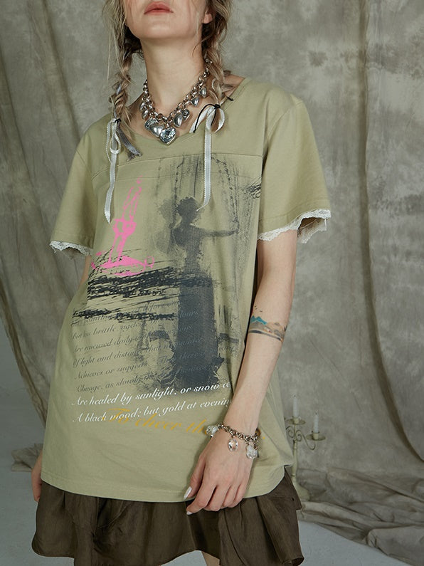 Grunge Retro Print Oversized T-shirt