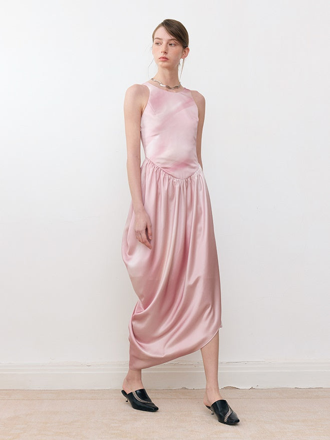 Mudged Print Dreimetrie Rückenfreies Kleid Kleid