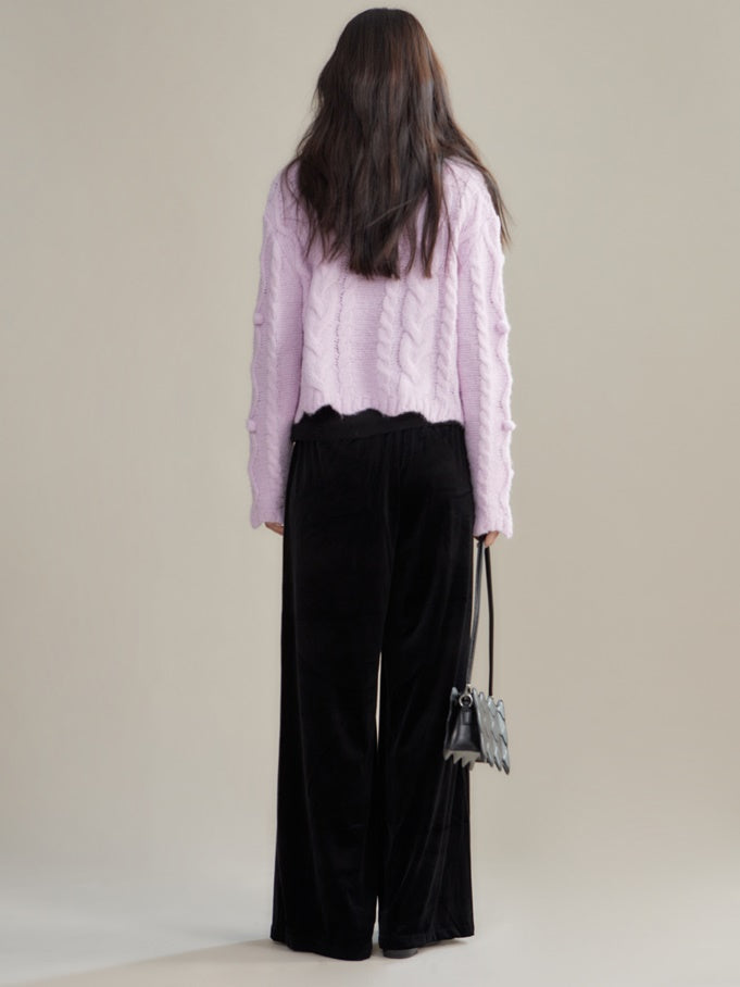 Pantalon décontracté en velours élastique