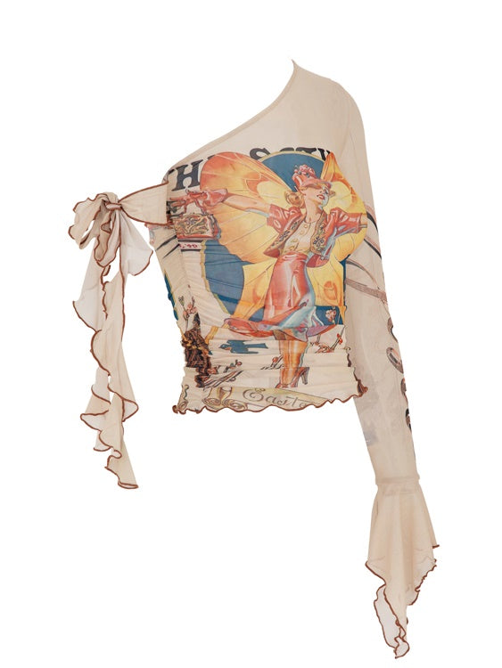 Niche Y2K One-shoulder Elastic T-shirt