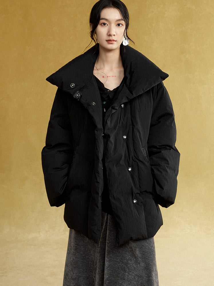 High-Neck Mid-length Down Jacket