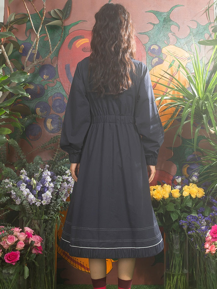 Lily Embroidery Layered Design Waist Shape One-piece