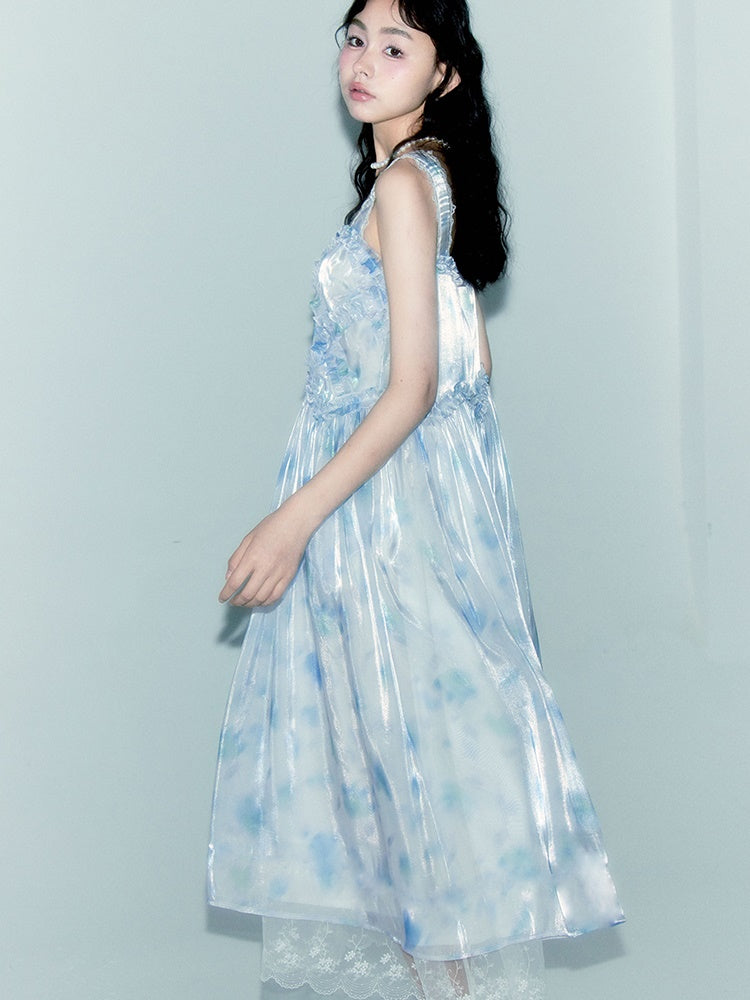 Drucken von Hosenträgern langes Kleid