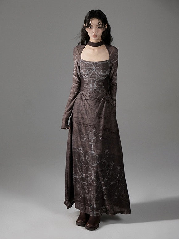 Taille imprimée Slim Long Robe