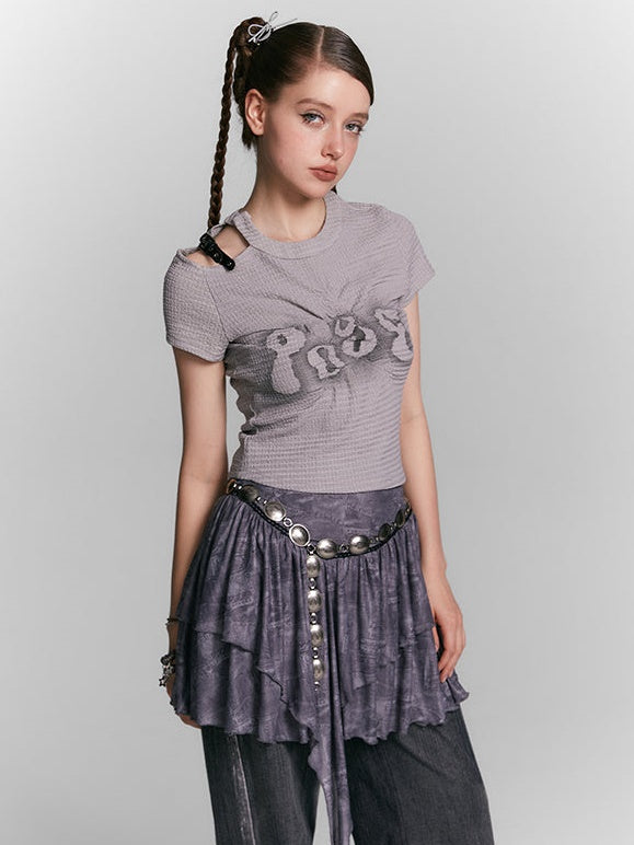 Three-dimensional Folds Asymmetric T-shirt – ARCANA ARCHIVE