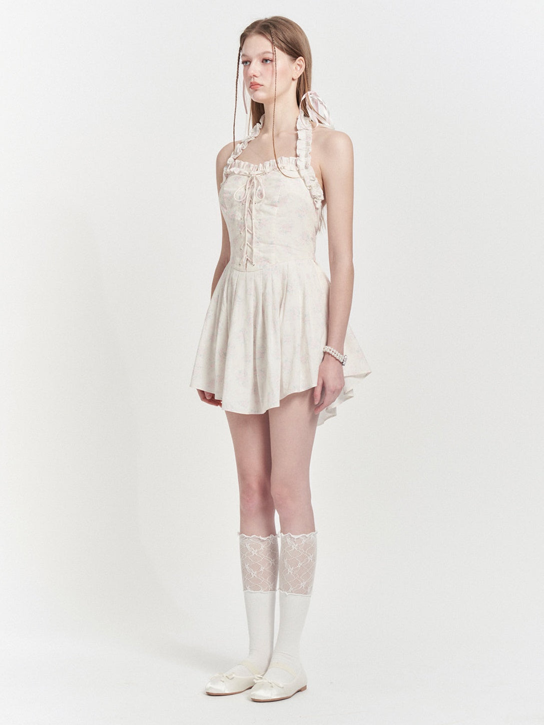 Floral Halter Neck Backless Sling Dress