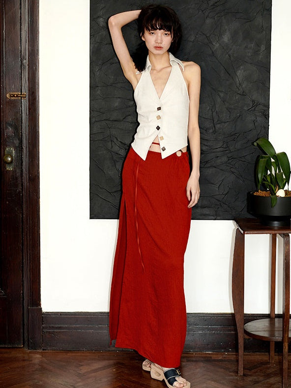 Slim-fit Backless V-neck Design Vest