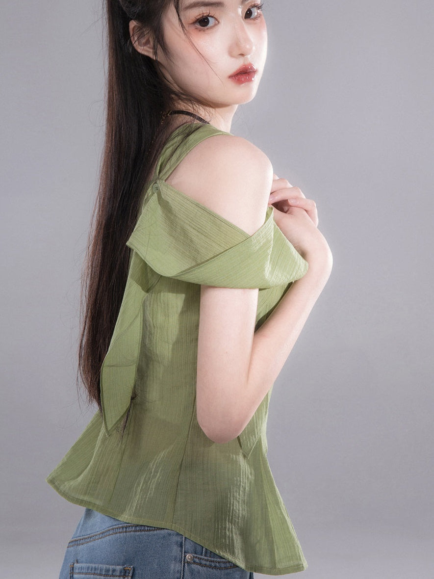 Square Neck Shirt With Shoulder Sleeves