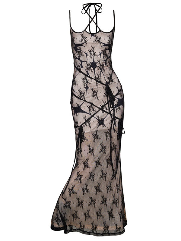 레이스 프린트 인어 드레스