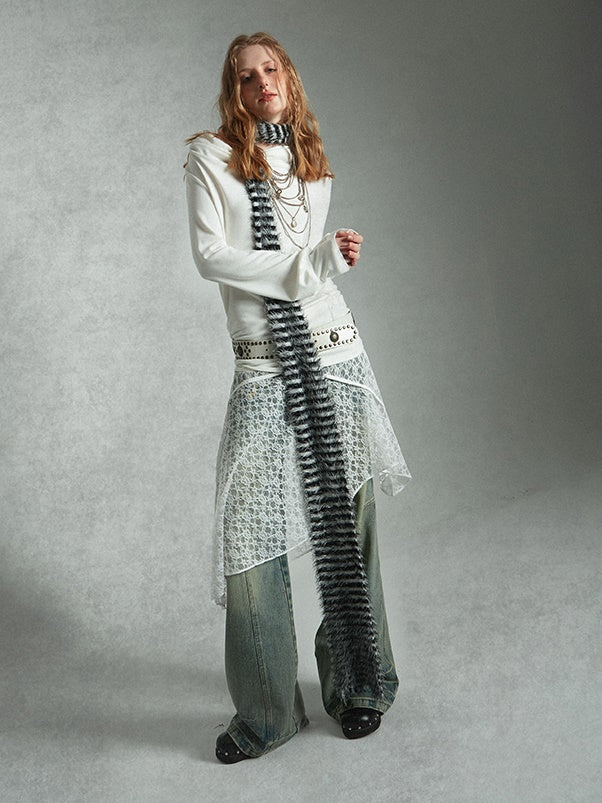 Retro Distressed Color Loose Wide-leg Jeans