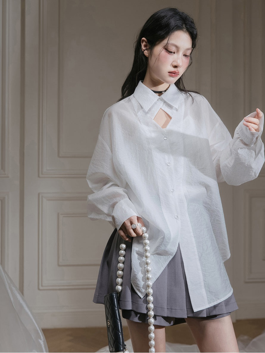 Cut-out Design Sun Protection Shirt