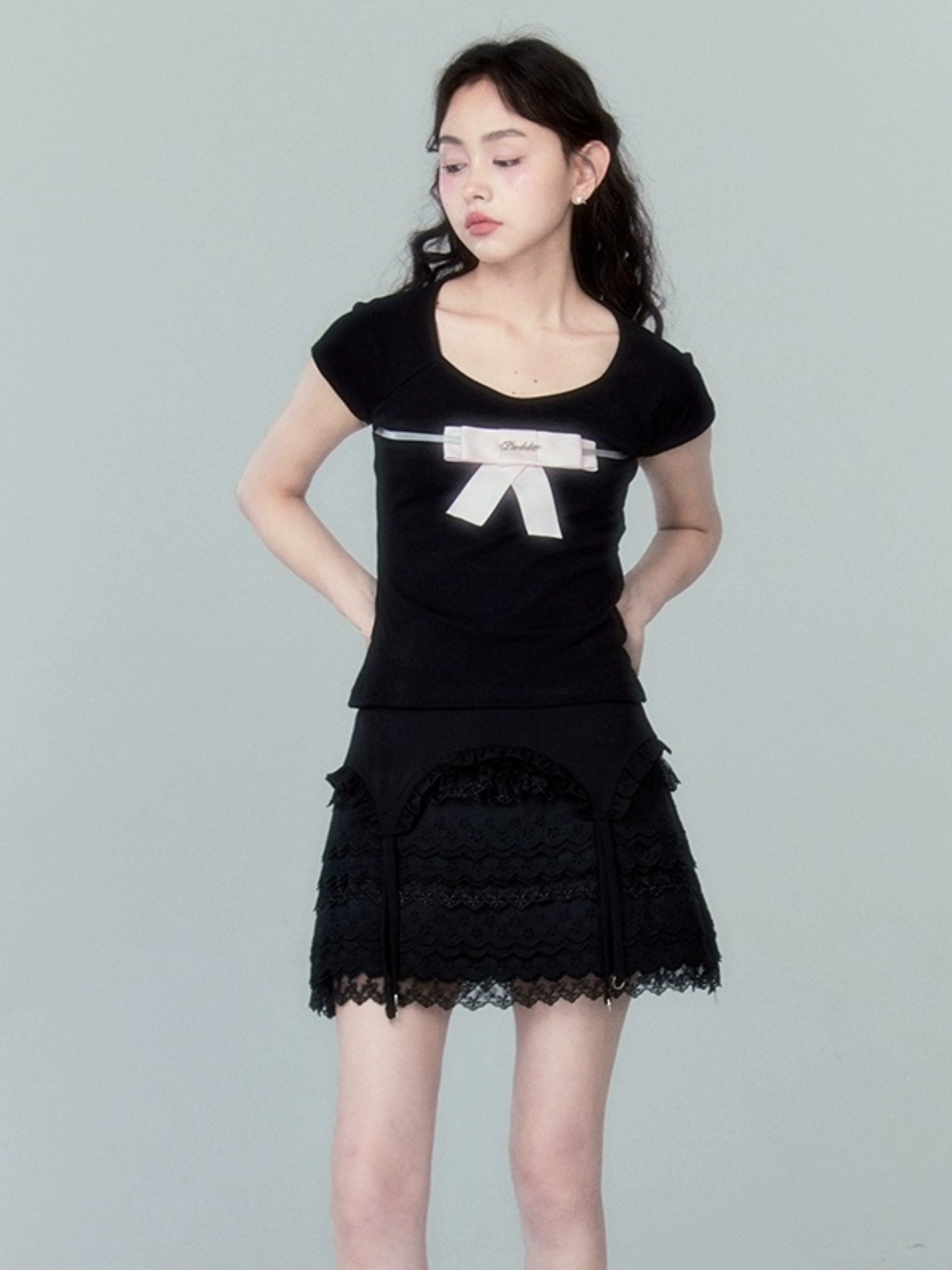 다층 레이스 스커트