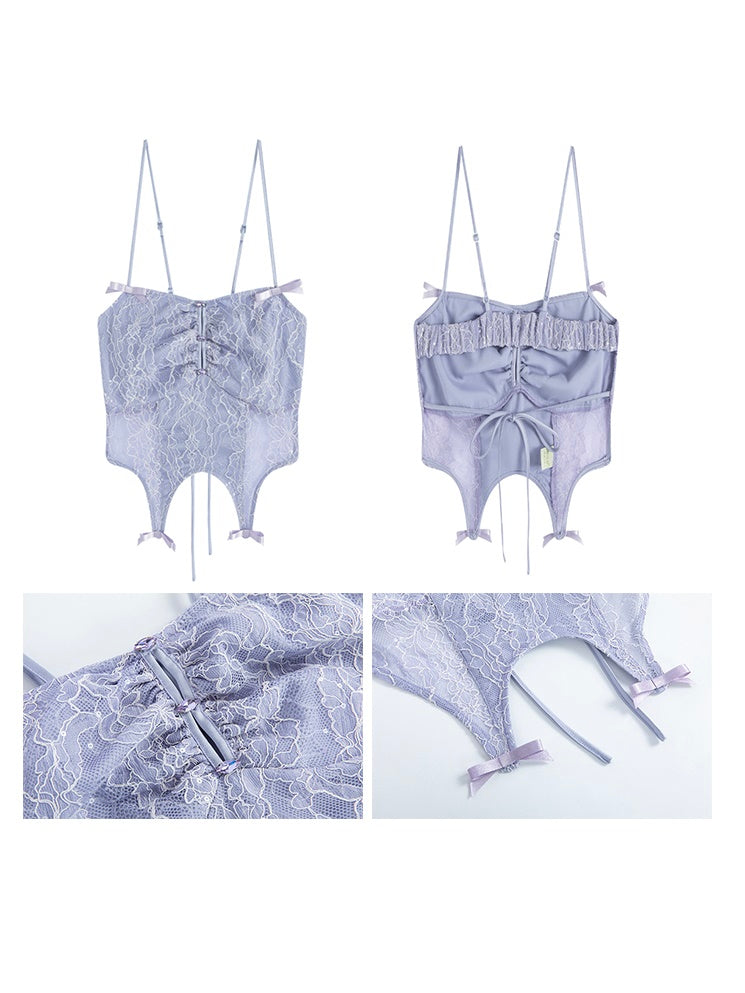 Lace Camisole & Low Waist Lace Skirt