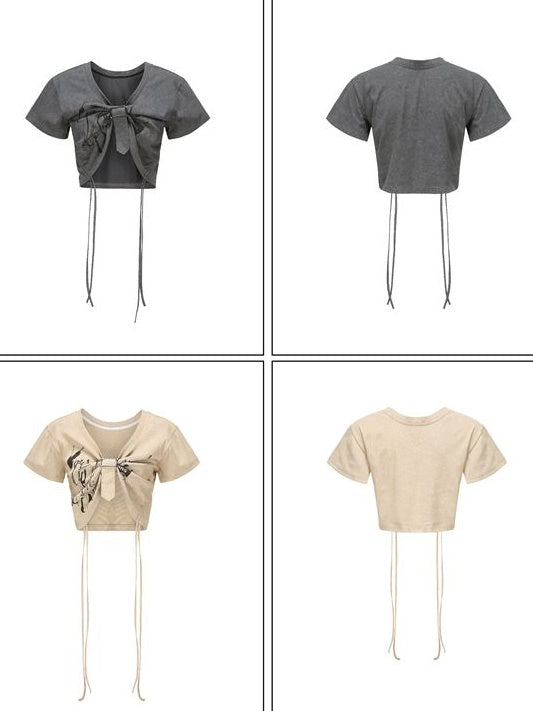 Pulling Up Belt Short Sleeve T-Shirt