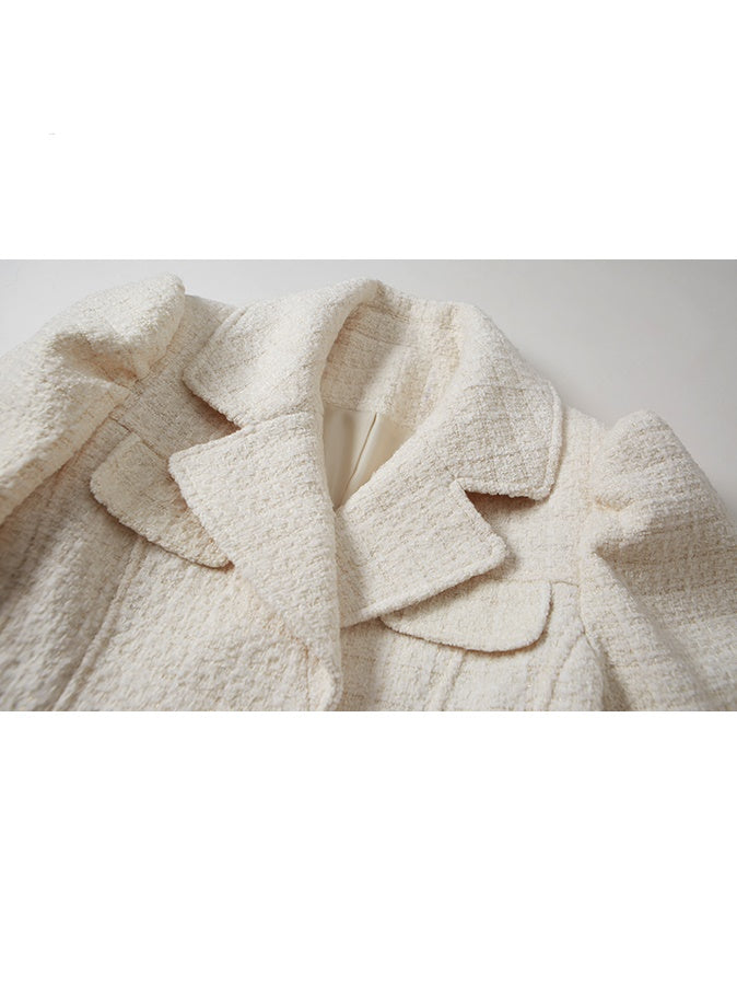 Puffärmel Taille Form Design Teeed Textur Faltenkleid