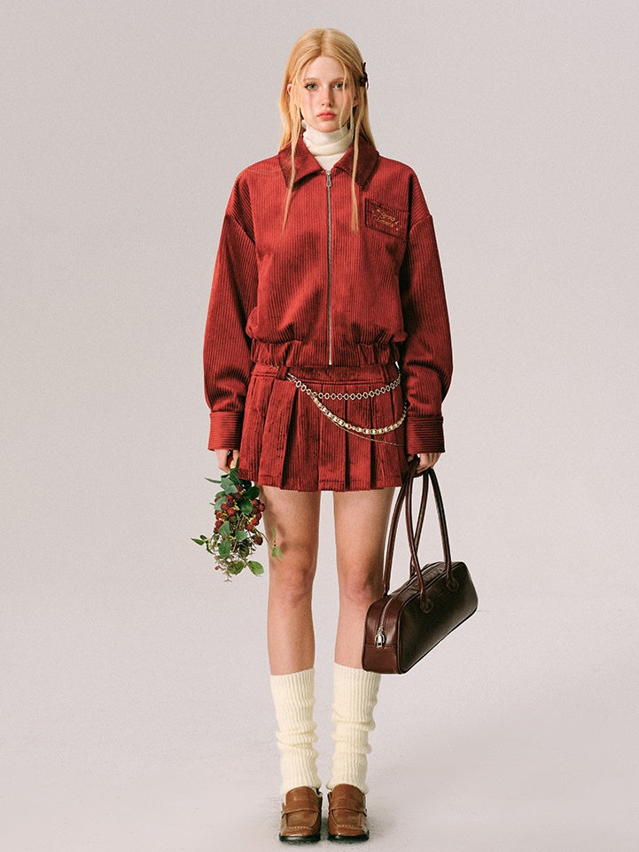 Samt Swing Top Blouson & Mini Faltenrock & langer Meerjungfrau -Rock