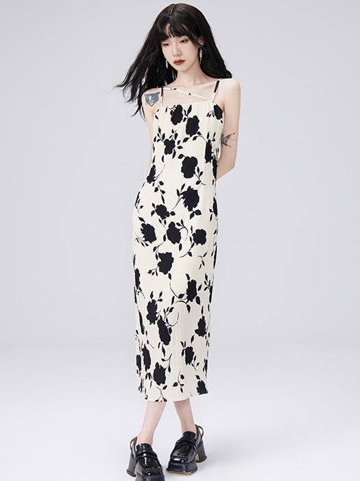 Flowers into Painting Suspender One-piece