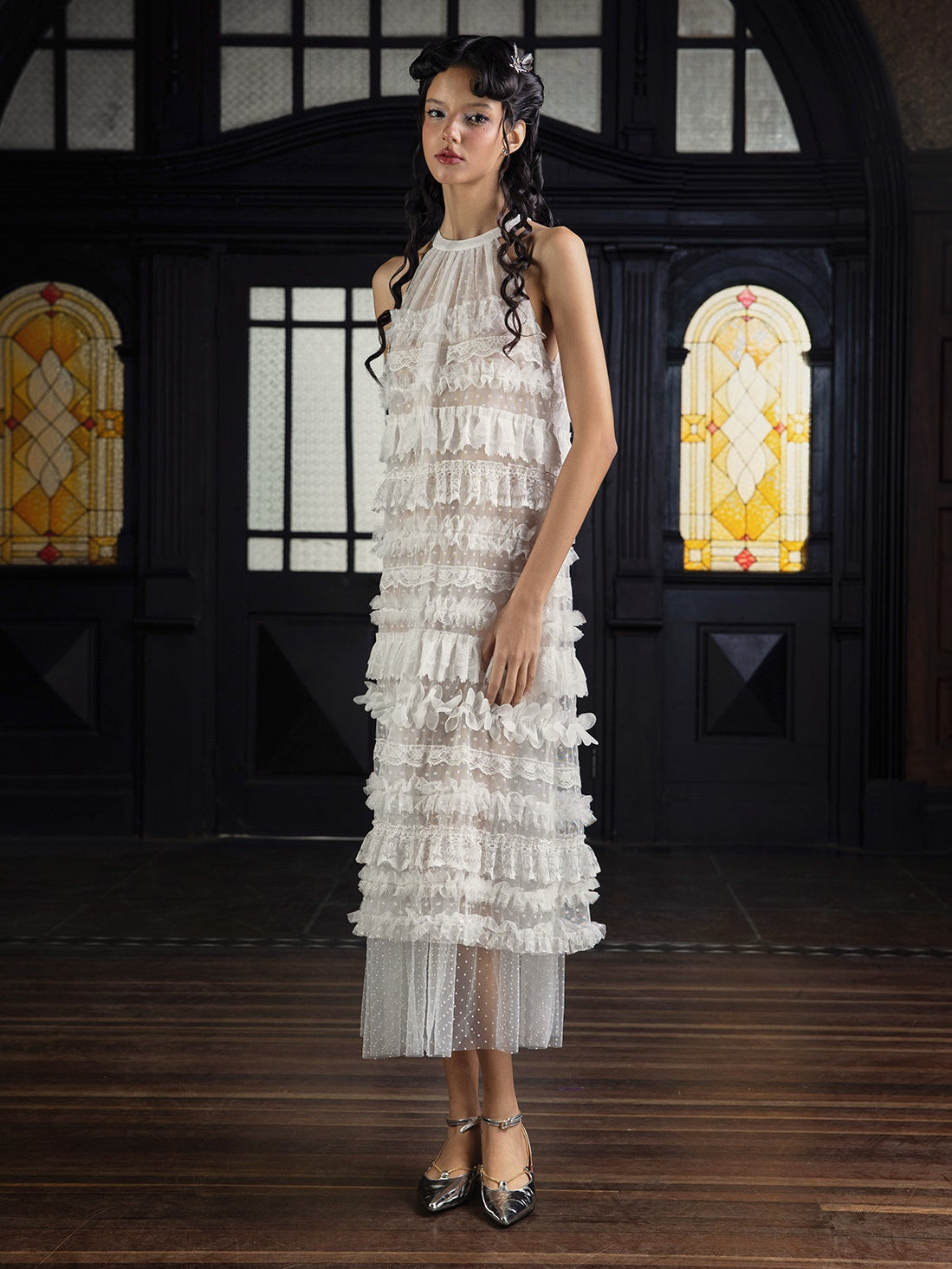 Sleeveress Cake Long Kleid