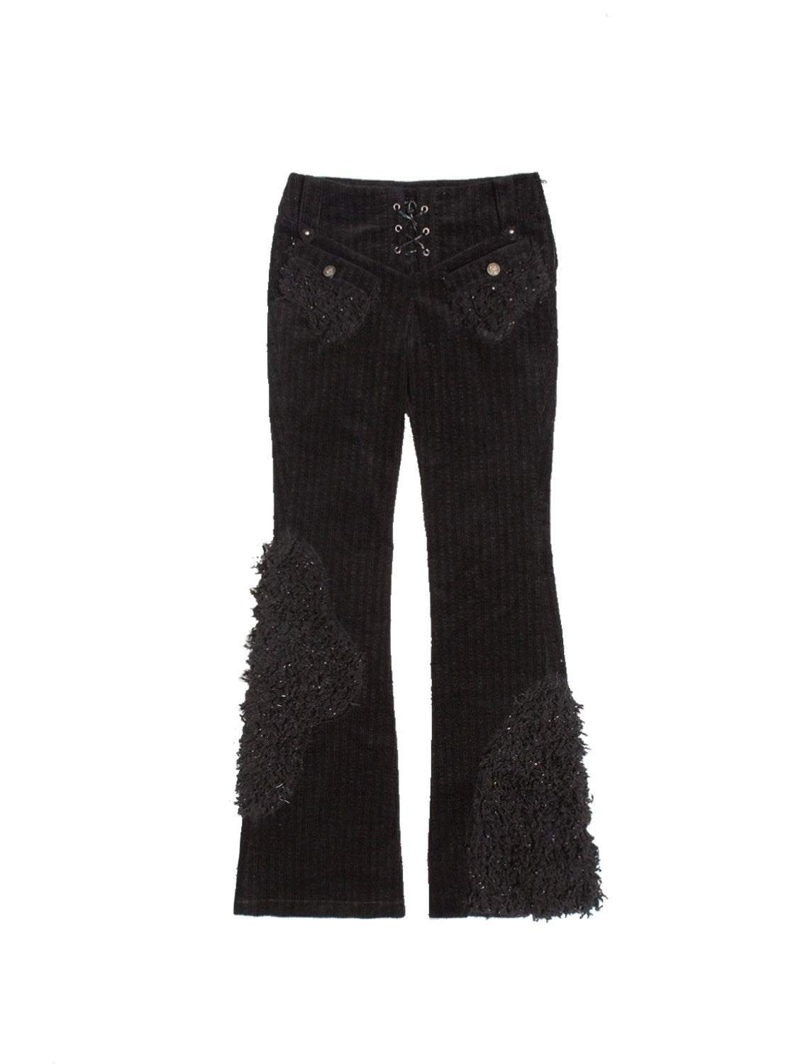 Splicing Low-Waisted Lace-Up Casual Pants