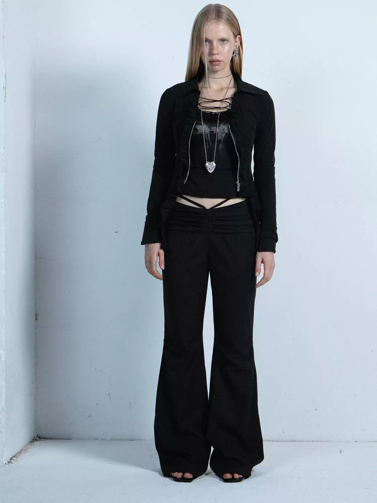 Low-Waist Stretch Slim Casual Flare-Pants