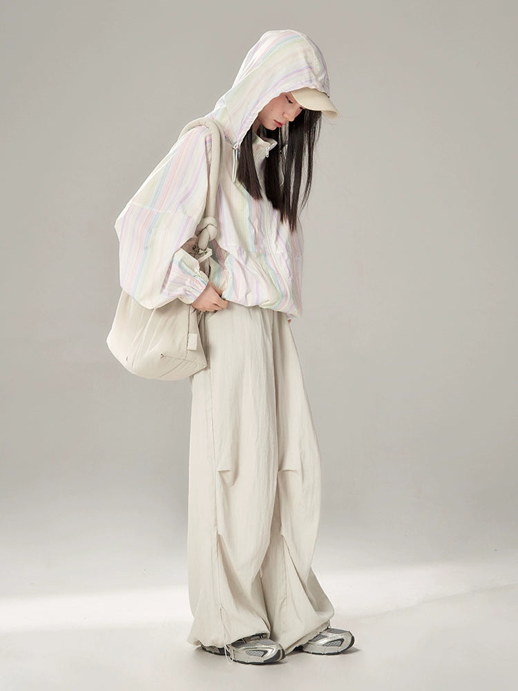 Rainbow Striped Windbreaker & Short Pants