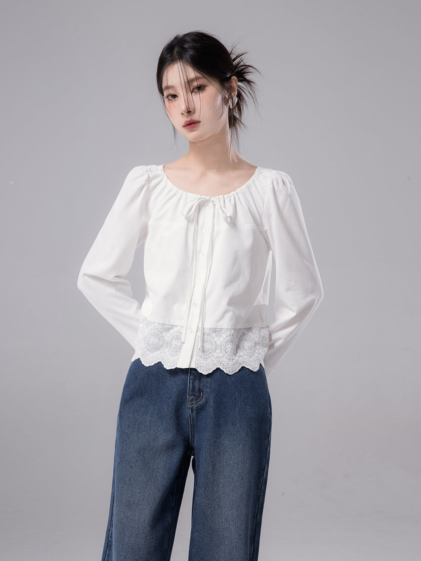 Dekorationskragen Spitzenstichhemd