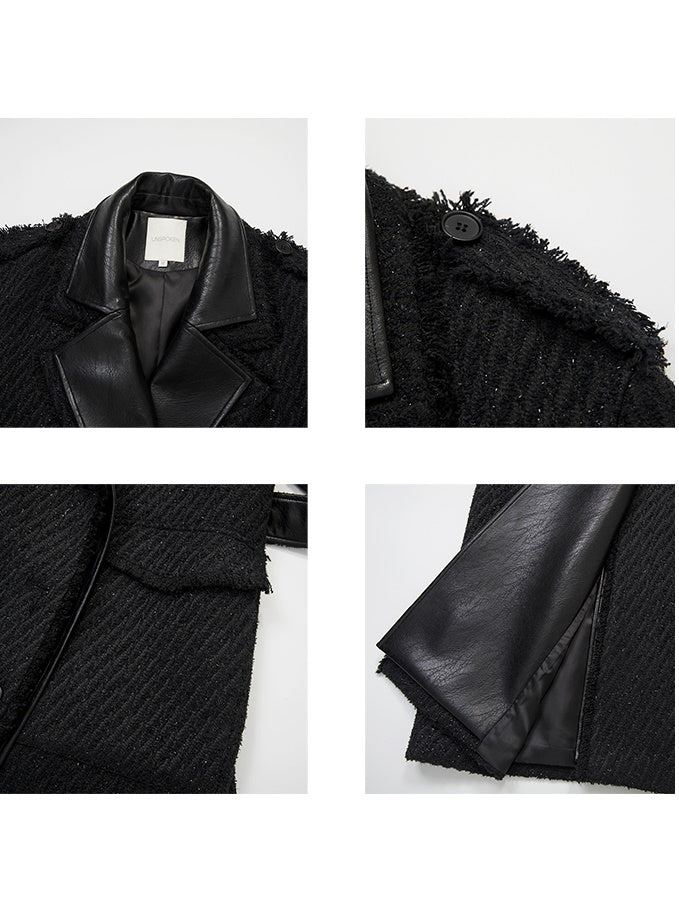 Raw Edge Fur Double-layer Collar Long Coat