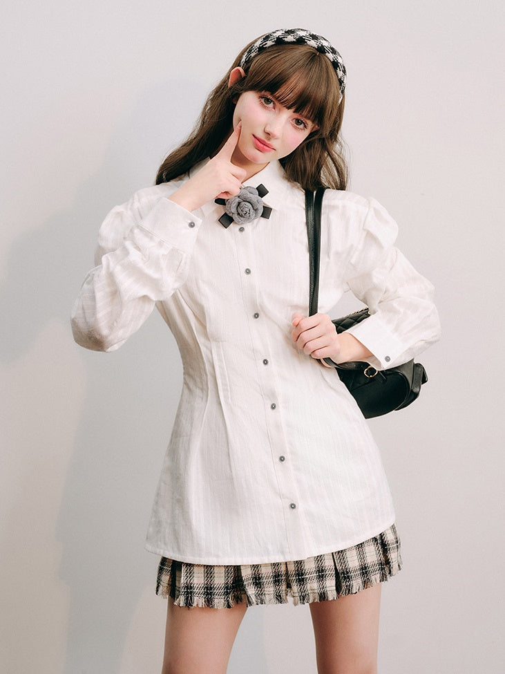 긴팔 허리 모양 셔츠