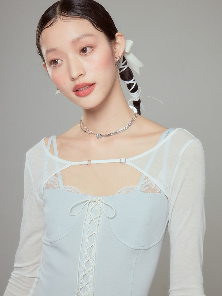 Lace Ballet Suspender Dress & Sleeve Top