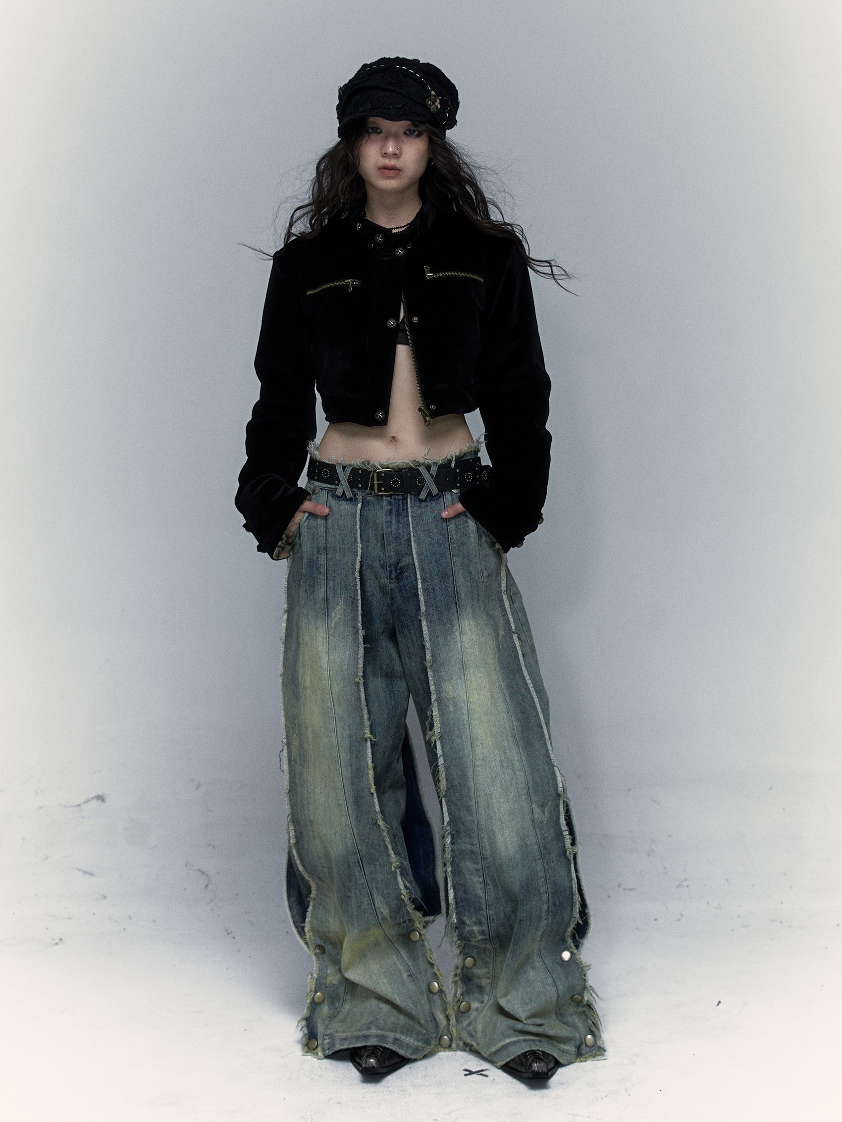 Washed Old Street Loose Wide Leg Jeans