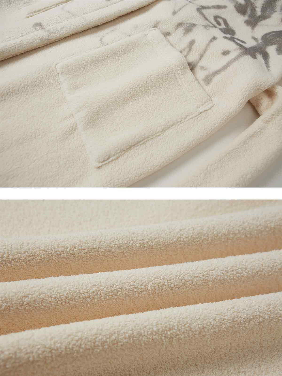 Lose Plüschgraffiti bedruckte Kapuze -Bademantel