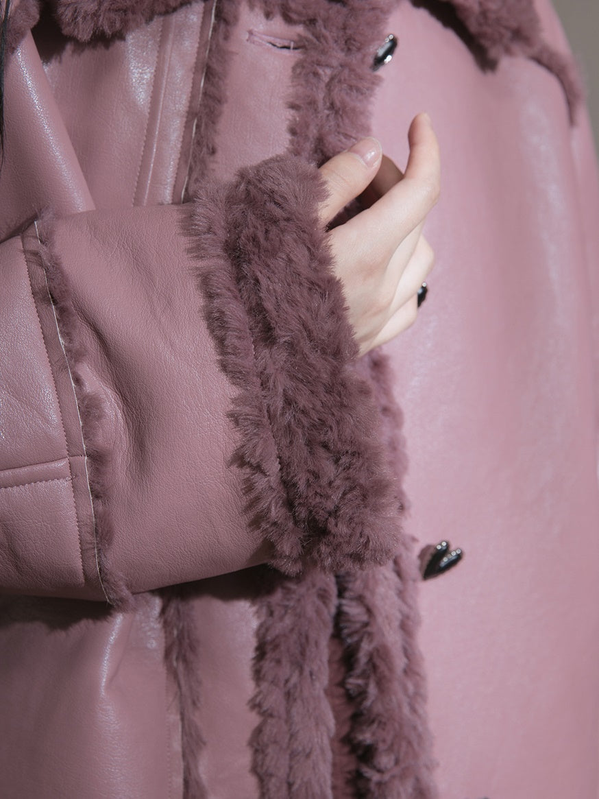 Fur Collar PU Leather Jacket