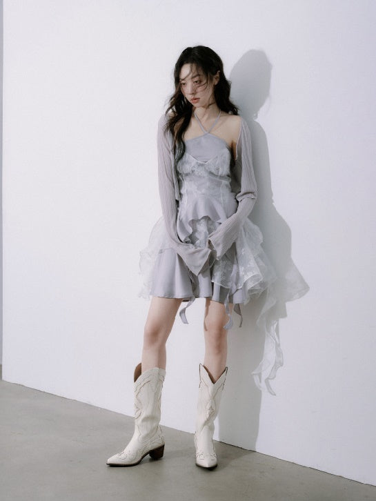 Lace Fungus Sling Top & Irregular Frill Skirt