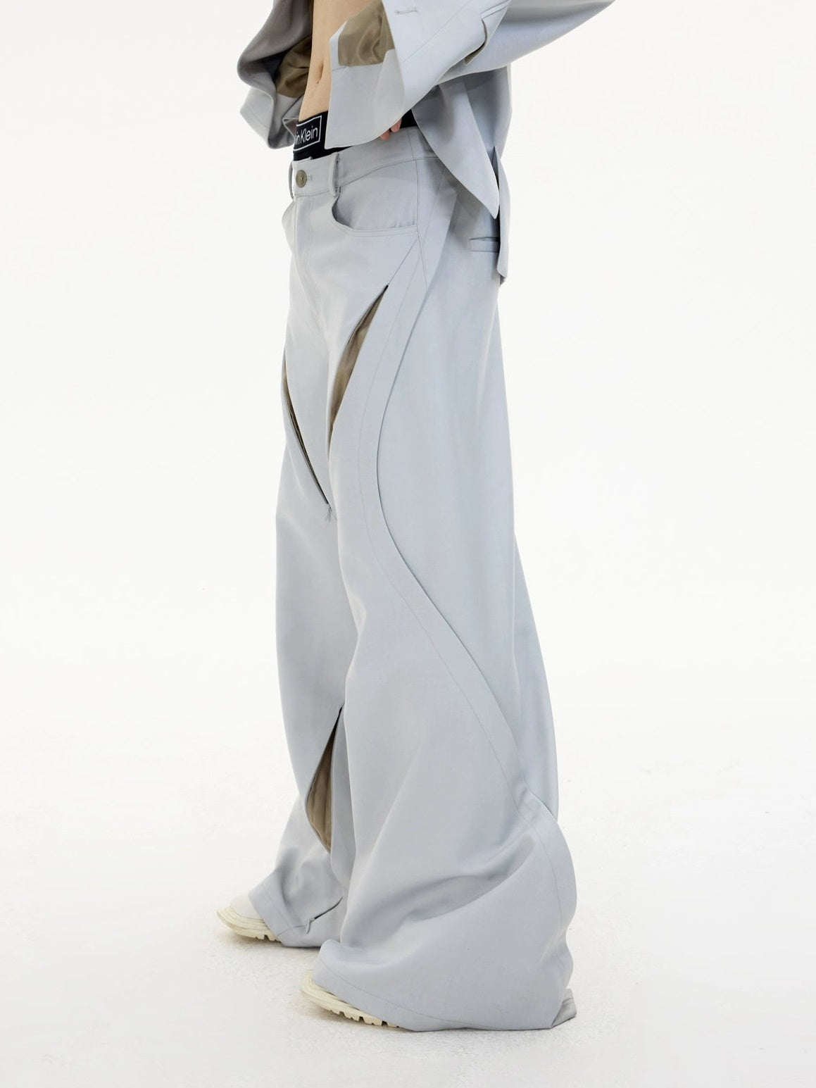 Hollow Flared Silhouette Wide-leg Pants & Hollow Design Jacket