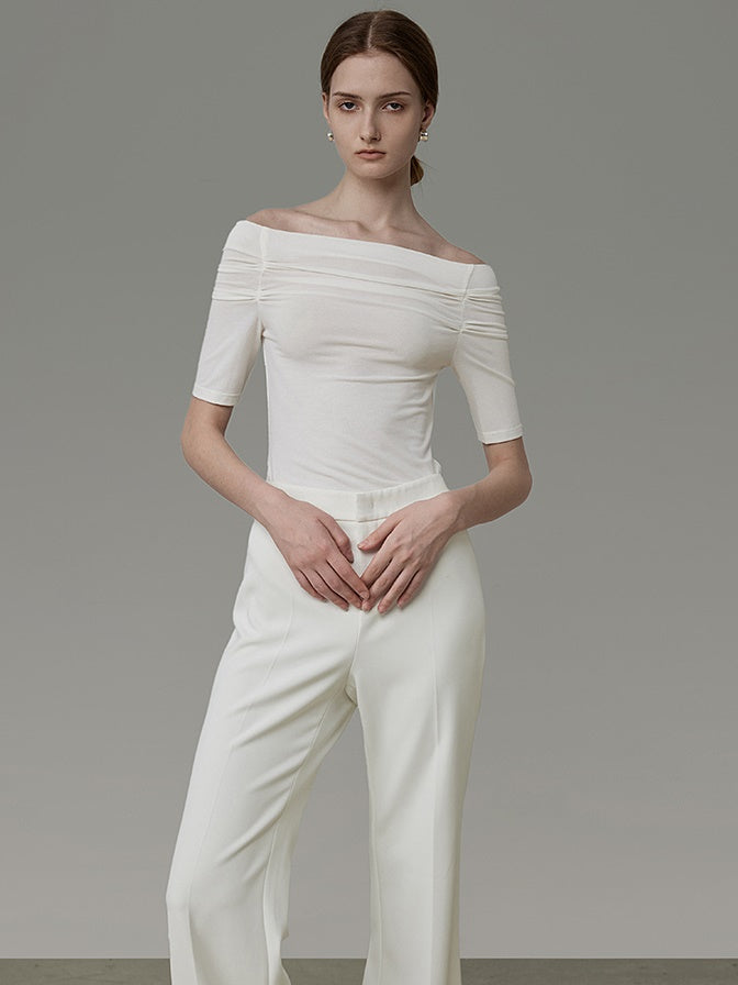 Off-shoulder Pleated Top