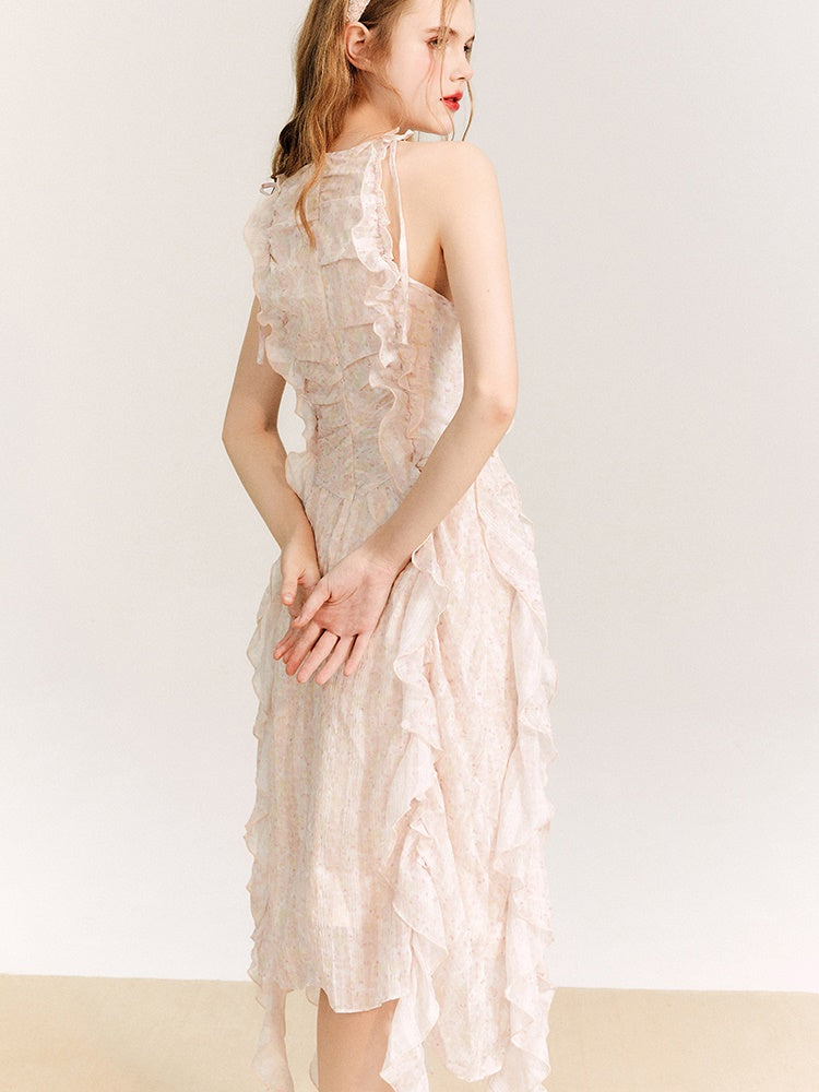 Fee unregelmäßiger Rüschpuffhülsen 2way -Kleid