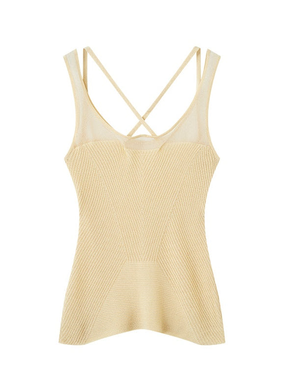 Knitted Stitching Strap Tank Top