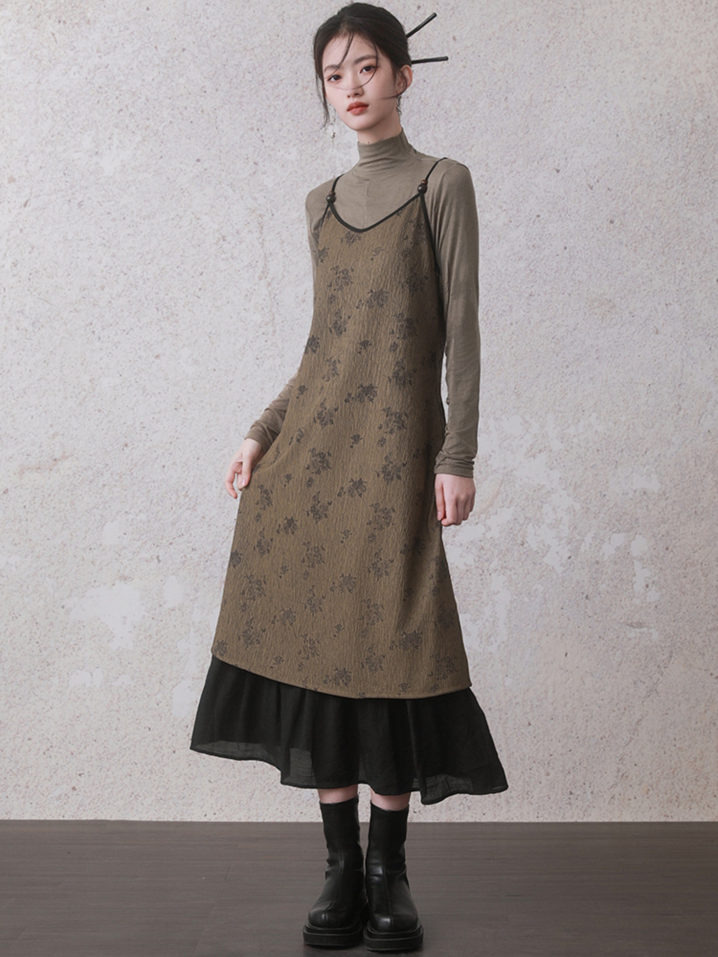 중국 인쇄 서스펜더 드레스