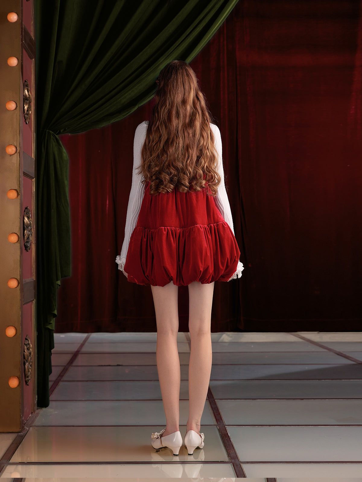 Three-dimensional Flower Suspender Flower Bud Dress & Frill Collar Cutsew