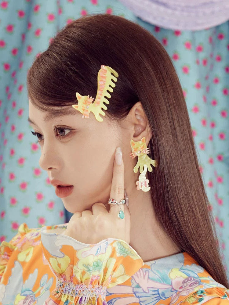 스윙 테일 귀여운 새끼 고양이 귀걸이 & 피어스 & 헤어핀